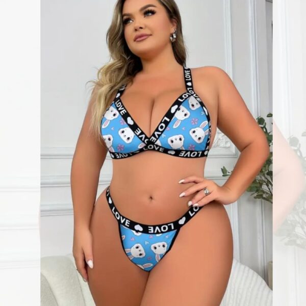 Conjunto Lencería Sexy Plus Size con Tirantes Estampados