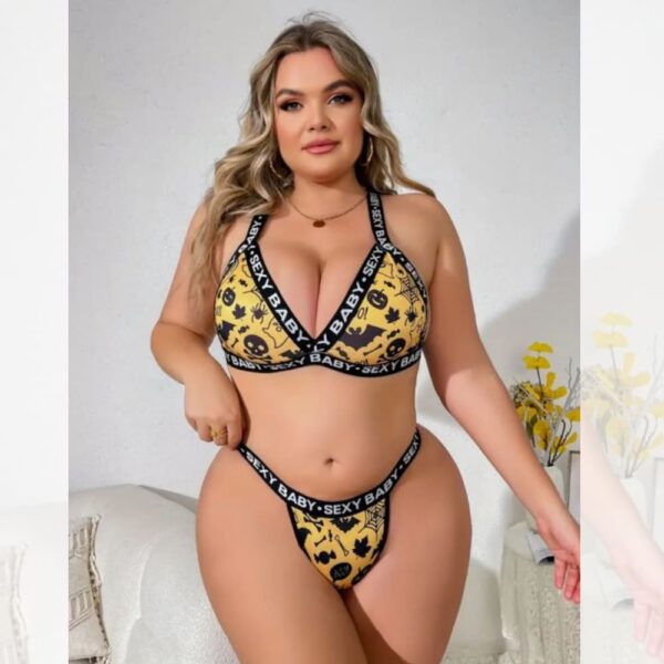 Conjunto Lencería Sexy Plus con Tirantes Estampados