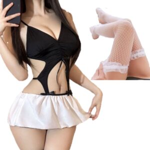 Disfraz Sexy de Sirvienta con Liguero y Medias de Red