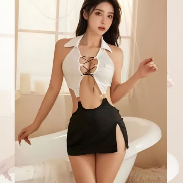 Disfraz Sex Secretaria con Mini Falda y Tanga de Encaje