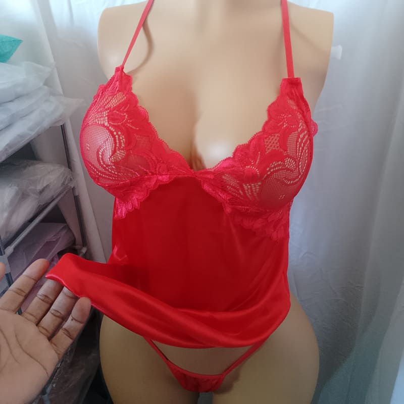 Camisón Sexy Satinado + Tanga Hilo - Imagen 5