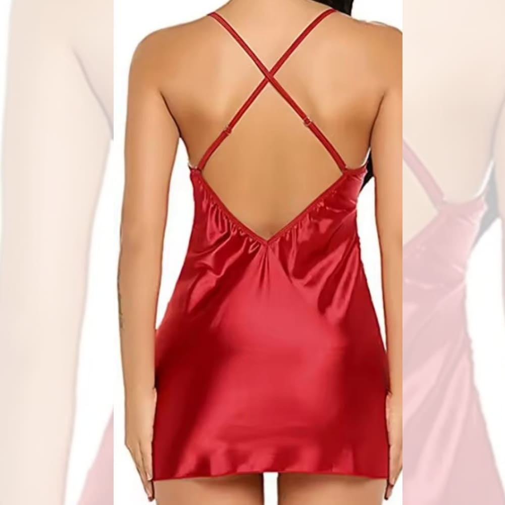 Camisón Sexy Satinado + Tanga Hilo - Imagen 3