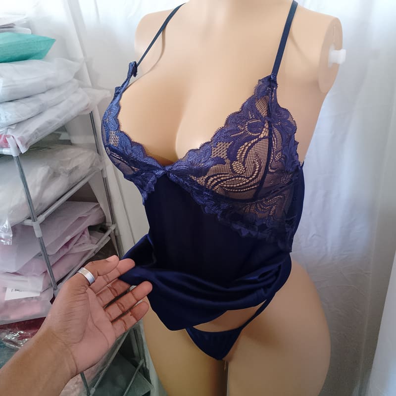 Camisón Sexy Satinado Más Tanga Hilo - Imagen 4
