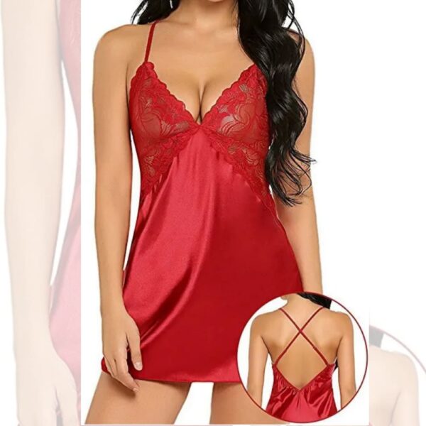 Camisón Sexy Satinado + Tanga Hilo