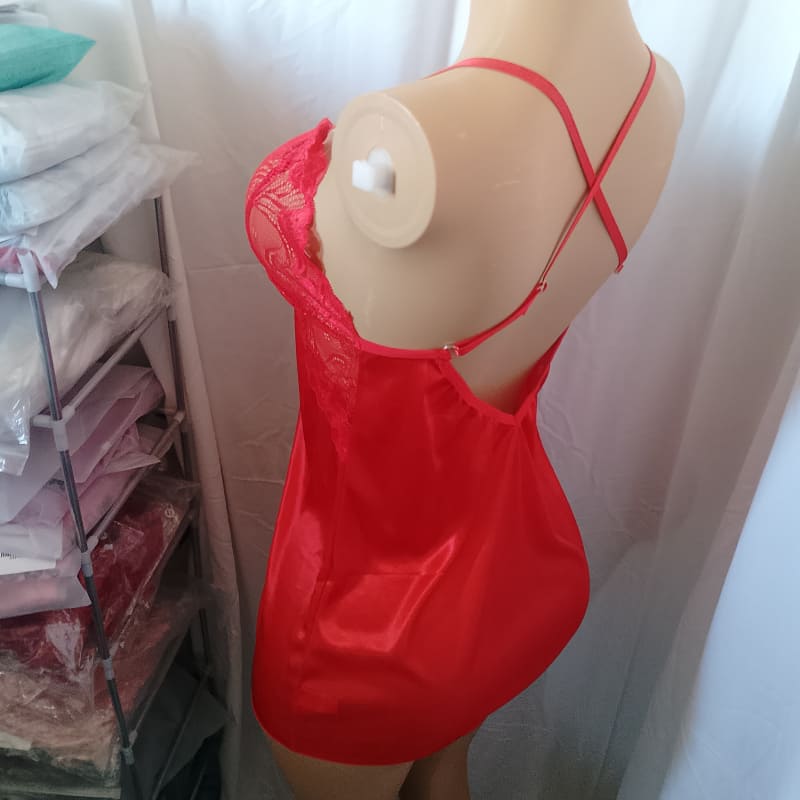 Camisón Sexy Satinado + Tanga Hilo - Imagen 7