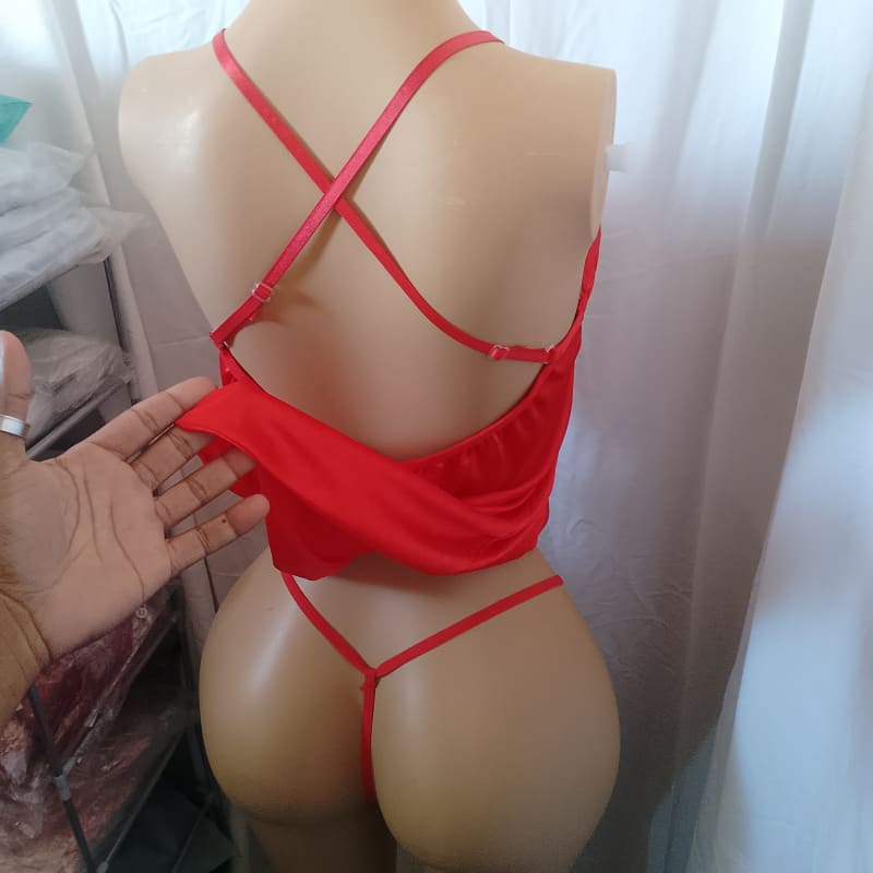 Camisón Sexy Satinado + Tanga Hilo - Imagen 9