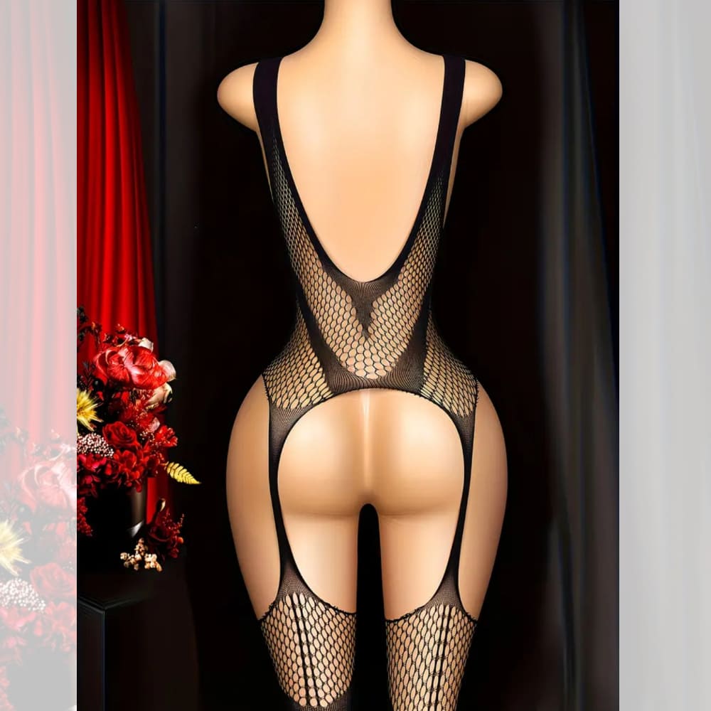 Body Erótico Negro Red Tipo Bodystocking - Imagen 3