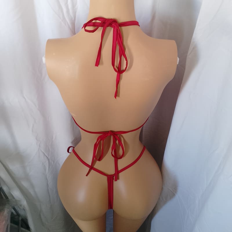 conjunto sensual top halter tanga ajustable - Imagen 8