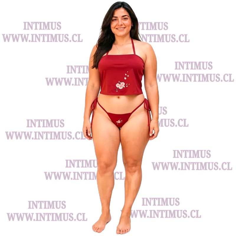 conjunto sensual top halter tanga ajustable - Imagen 3