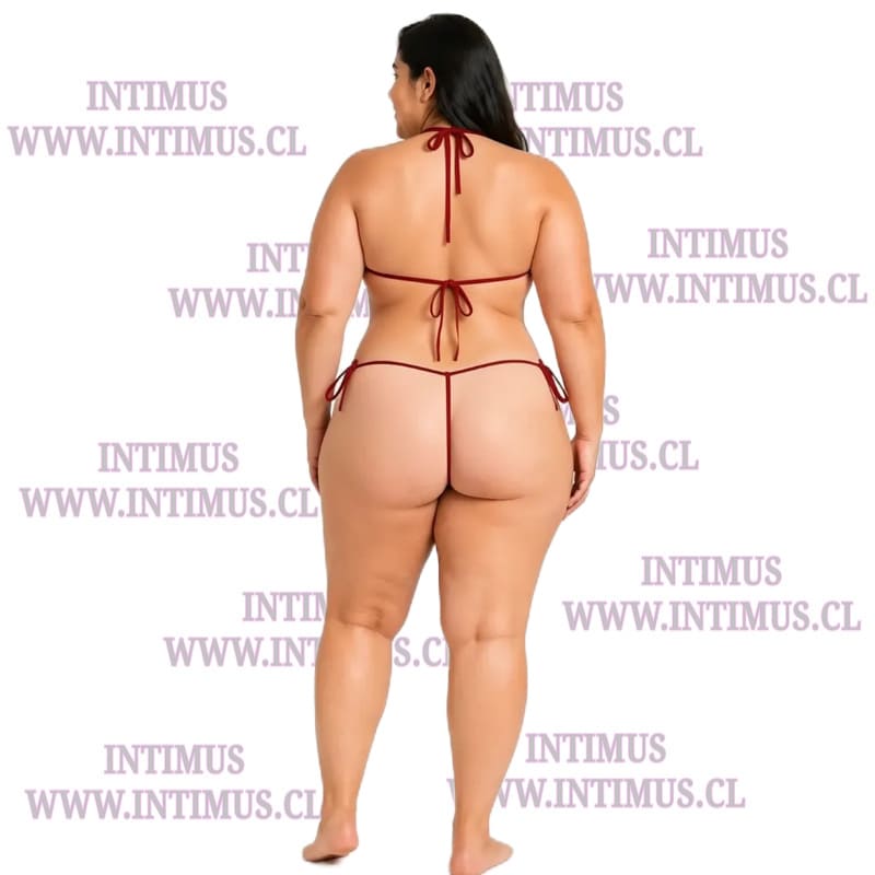 conjunto sensual top halter tanga ajustable - Imagen 5