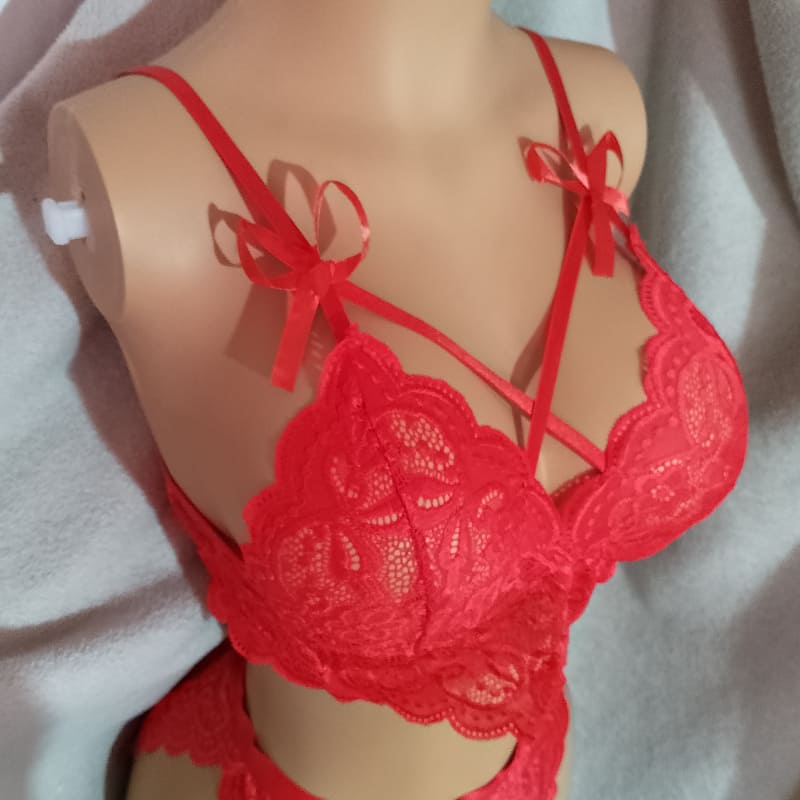 Conjunto de Lencería Sexy Rojo Ajustable - Imagen 8