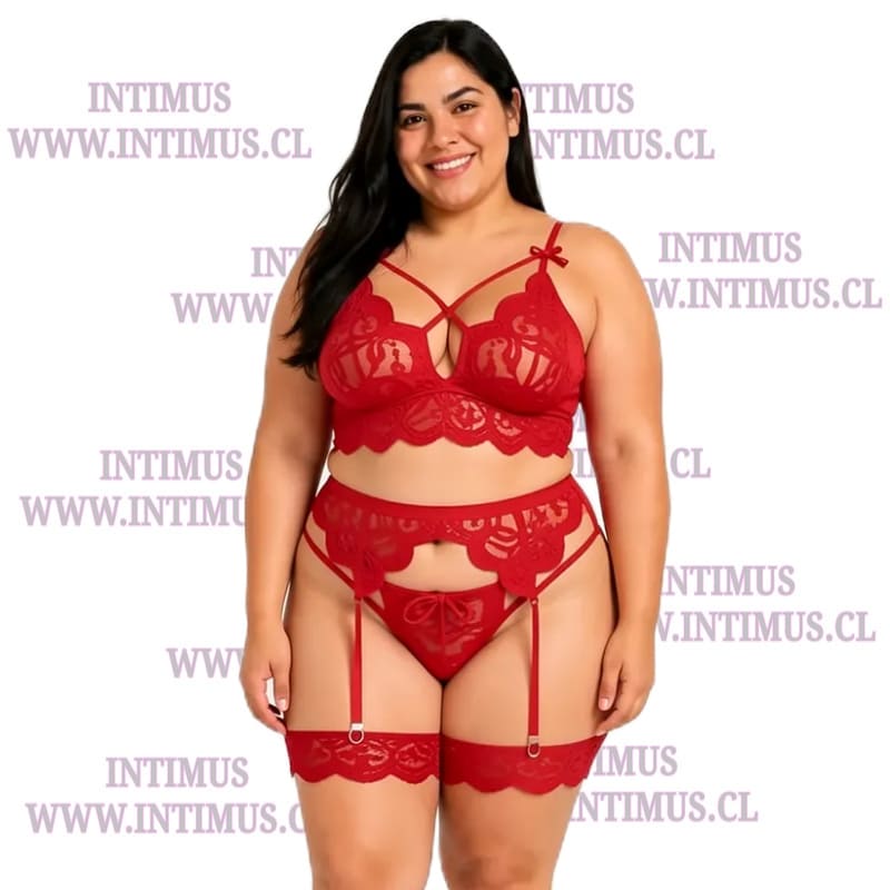 Conjunto de Lencería Sexy Rojo Ajustable - Imagen 5